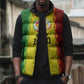 Custom Senegal National Football Sleeveless Puffer Jacket Lions Of Teranga Leopard Print Tribal Flag Graphic