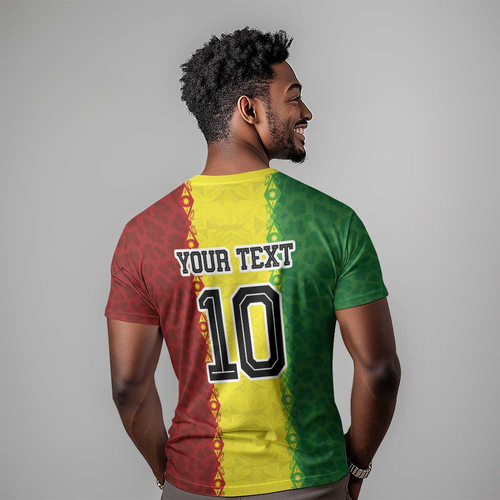 Custom Senegal National Football T shirt Lions Of Teranga Leopard Print Tribal Flag Graphic