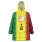 Custom Senegal National Football Wearable Blanket Hoodie Lions Of Teranga Leopard Print Tribal Flag Graphic