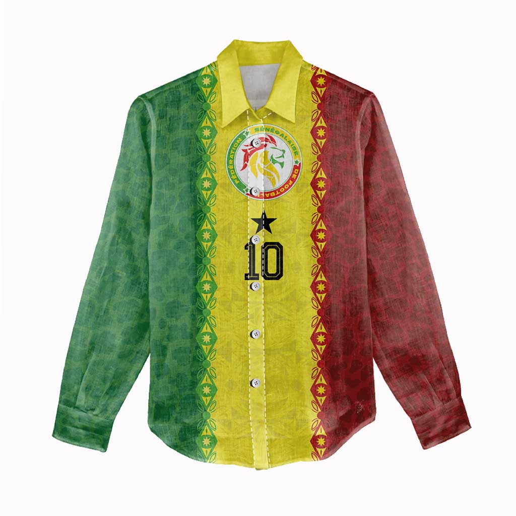 Custom Senegal National Football Women Casual Shirt Lions Of Teranga Leopard Print Tribal Flag Graphic