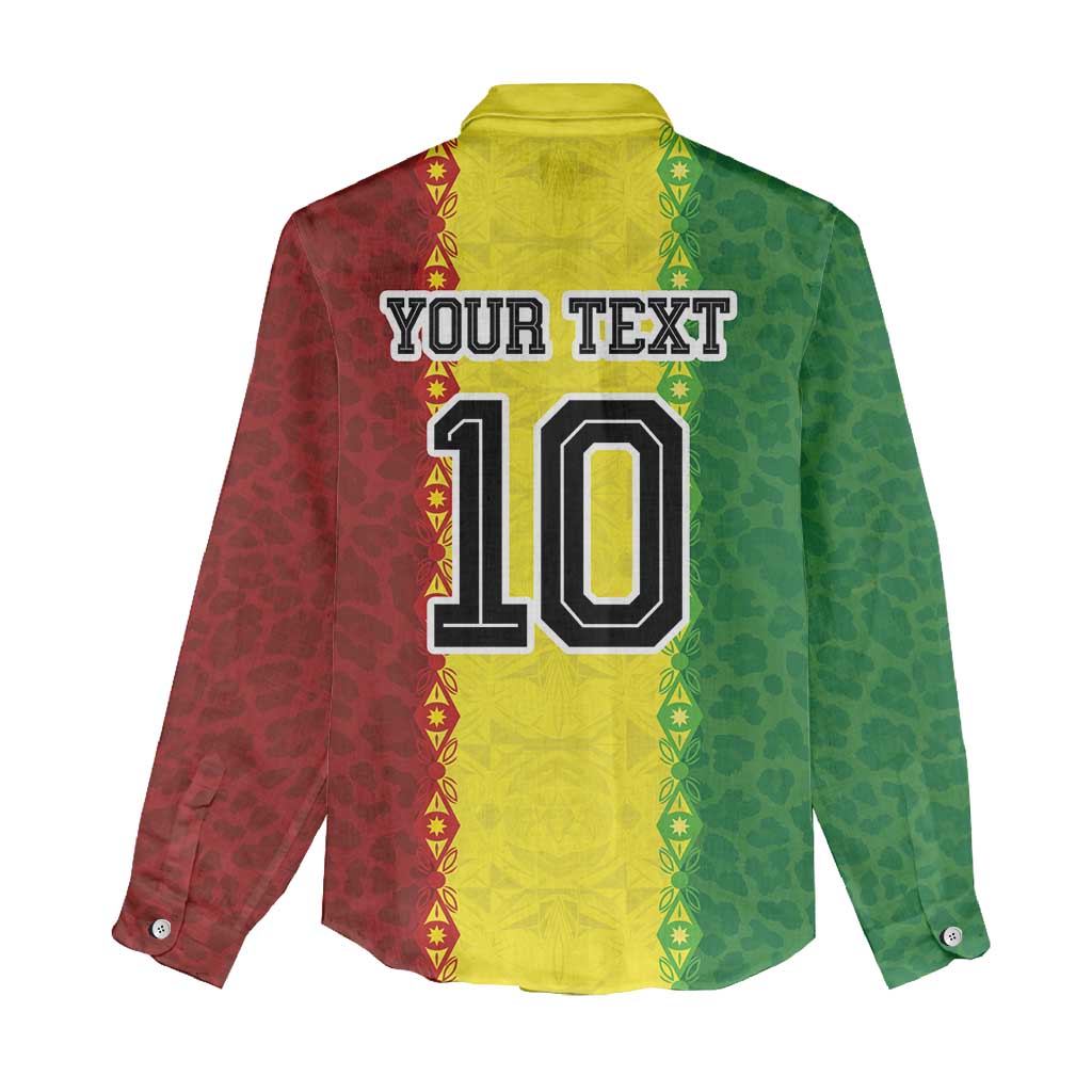Custom Senegal National Football Women Casual Shirt Lions Of Teranga Leopard Print Tribal Flag Graphic