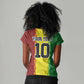 Custom Senegal National Football Women V-Neck T-Shirt Lions Of Teranga Leopard Print Tribal Flag Graphic