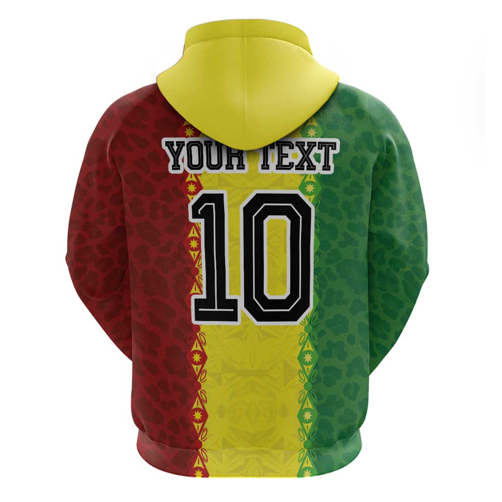Custom Senegal National Football Zip Hoodie Lions Of Teranga Leopard Print Tribal Flag Graphic