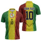 Custom Senegal National Football Zipper Polo Shirt Lions Of Teranga Leopard Print Tribal Flag Graphic