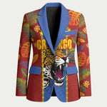 Custom DR Congo National Football Blazer The Leopards Tropical Jungle Leaf Botanical Art