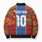 Custom DR Congo National Football Bomber Puffer Jacket The Leopards Tropical Jungle Leaf Botanical Art