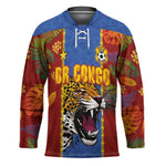 Custom DR Congo National Football Hockey Jersey The Leopards Tropical Jungle Leaf Botanical Art