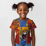 Custom DR Congo National Football Kid T shirt The Leopards Tropical Jungle Leaf Botanical Art