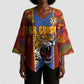 Custom DR Congo National Football Kimono Sleeve Blouse The Leopards Tropical Jungle Leaf Botanical Art