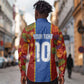 Custom DR Congo National Football Long Sleeve Button Shirt The Leopards Tropical Jungle Leaf Botanical Art