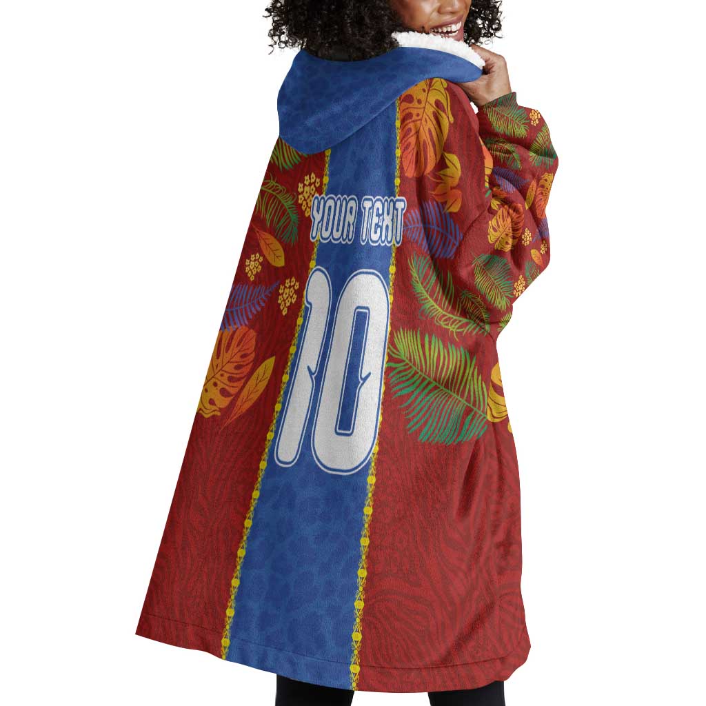 Custom DR Congo National Football Wearable Blanket Hoodie The Leopards Tropical Jungle Leaf Botanical Art