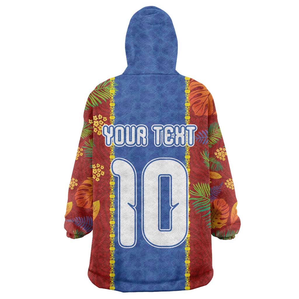 Custom DR Congo National Football Wearable Blanket Hoodie The Leopards Tropical Jungle Leaf Botanical Art