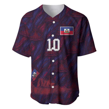 Custom Haiti National Football Baseball Jersey Les Grenadiers Feather Pattern Coat Of Arms Art
