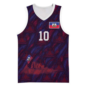 Custom Haiti National Football Basketball Jersey Les Grenadiers Feather Pattern Coat Of Arms Art