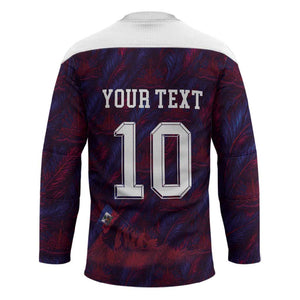Custom Haiti National Football Hockey Jersey Les Grenadiers Feather Pattern Coat Of Arms Art