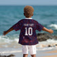 Custom Haiti National Football Kid Hawaiian Shirt Les Grenadiers Feather Pattern Coat Of Arms Art