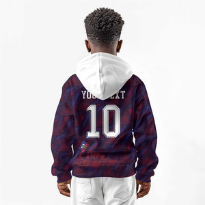 Custom Haiti National Football Kid Hoodie Les Grenadiers Feather Pattern Coat Of Arms Art
