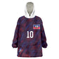 Custom Haiti National Football Kid Wearable Blanket Hoodie Les Grenadiers Feather Pattern Coat Of Arms Art
