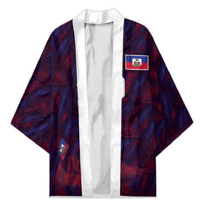 Custom Haiti National Football Kimono Les Grenadiers Feather Pattern Coat Of Arms Art