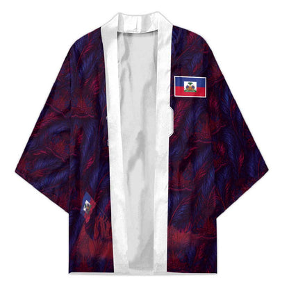 Custom Haiti National Football Kimono Les Grenadiers Feather Pattern Coat Of Arms Art