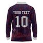 Custom Haiti National Football Long Sleeve Polo Shirt Les Grenadiers Feather Pattern Coat Of Arms Art