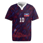 Custom Haiti National Football Rugby Jersey Les Grenadiers Feather Pattern Coat Of Arms Art