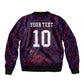 Custom Haiti National Football Sleeve Zip Bomber Jacket Les Grenadiers Feather Pattern Coat Of Arms Art