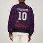 Custom Haiti National Football Sleeve Zip Bomber Jacket Les Grenadiers Feather Pattern Coat Of Arms Art