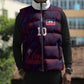 Custom Haiti National Football Sleeveless Puffer Jacket Les Grenadiers Feather Pattern Coat Of Arms Art