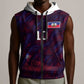 Custom Haiti National Football Sleeveless Zip Hoodie Les Grenadiers Feather Pattern Coat Of Arms Art