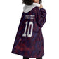 Custom Haiti National Football Wearable Blanket Hoodie Les Grenadiers Feather Pattern Coat Of Arms Art