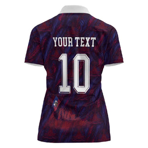Custom Haiti National Football Women Polo Shirt Les Grenadiers Feather Pattern Coat Of Arms Art