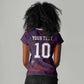 Custom Haiti National Football Women V-Neck T-Shirt Les Grenadiers Feather Pattern Coat Of Arms Art