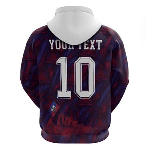 Custom Haiti National Football Zip Hoodie Les Grenadiers Feather Pattern Coat Of Arms Art