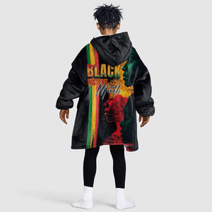 Afro - Black History Month Kid Wearable Blanket Hoodie Black Soul - I'm Black Every Month