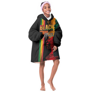 Afro - Black History Month Kid Wearable Blanket Hoodie Black Soul - I'm Black Every Month