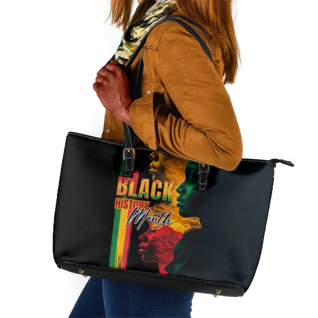 Afro - Black History Month Leather Tote Bag Black Soul - I'm Black Every Month