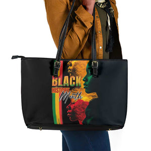 Afro - Black History Month Leather Tote Bag Black Soul - I'm Black Every Month