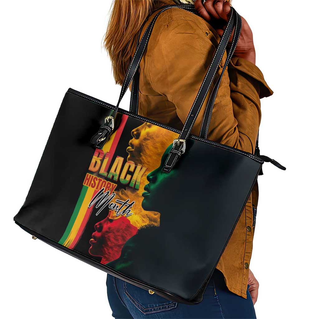 Afro - Black History Month Leather Tote Bag Black Soul - I'm Black Every Month