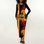 Afro - Black History Month Long Sleeve Bodycon Dress Black Soul - I'm Black Every Month LT03