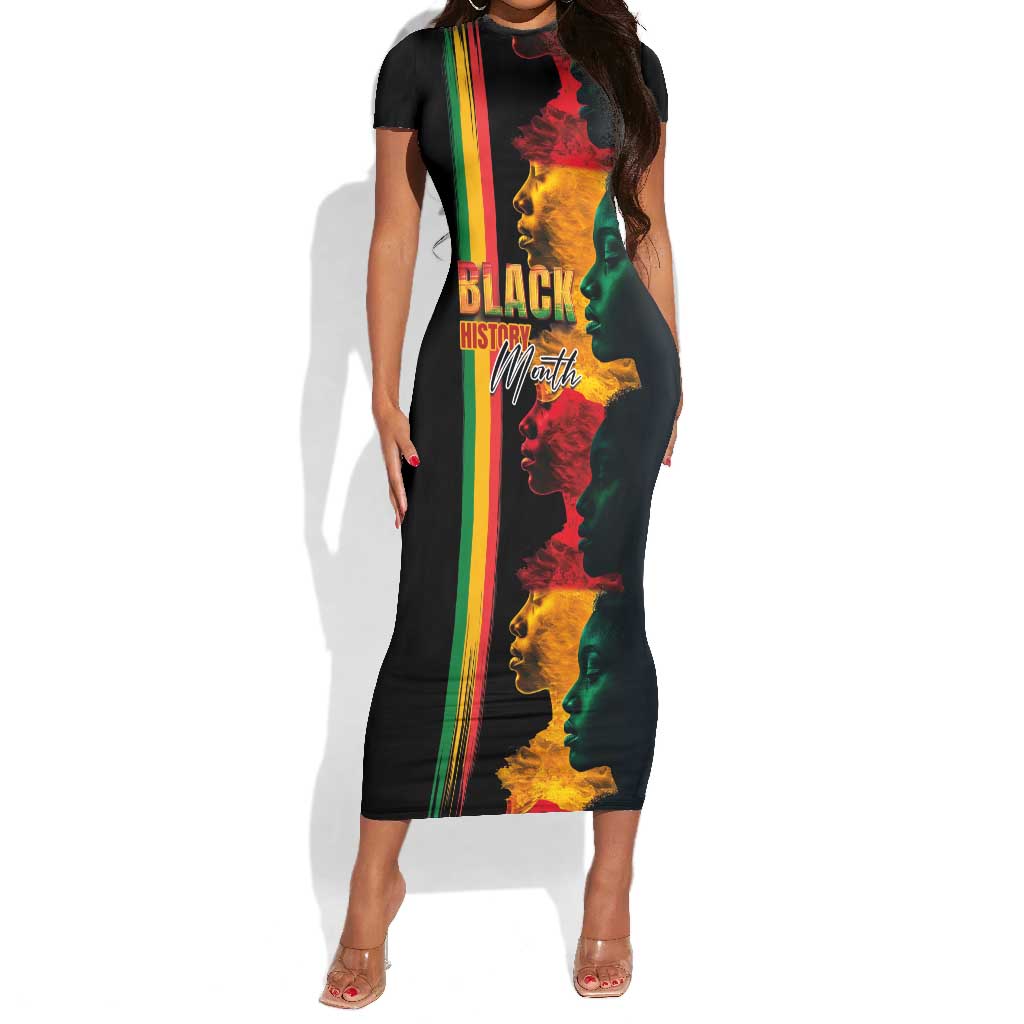 Afro - Black History Month Short Sleeve Bodycon Dress Black Soul - I'm Black Every Month LT03