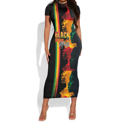 Afro - Black History Month Short Sleeve Bodycon Dress Black Soul - I'm Black Every Month LT03