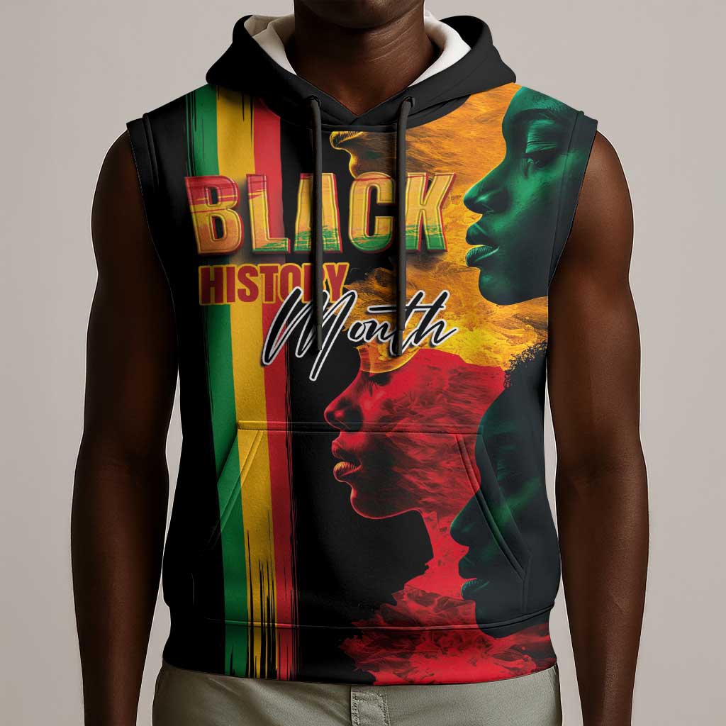 Afro - Black History Month Sleeveless Hoodie Black Soul - I'm Black Every Month - African Pride