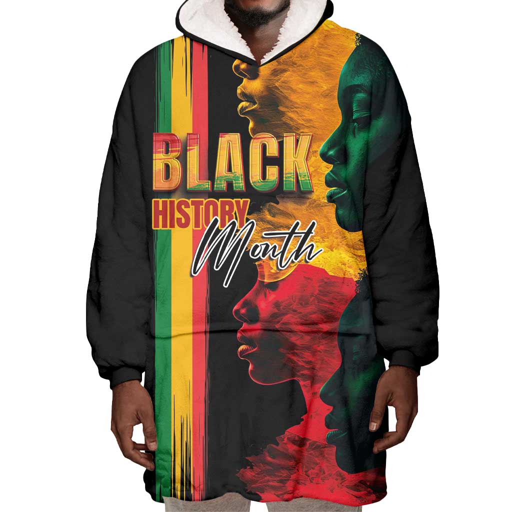 Afro - Black History Month Wearable Blanket Hoodie Black Soul - I'm Black Every Month