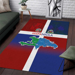 Hispaniola Area Rug Haiti and Dominican Republic Emblems and Flag Style