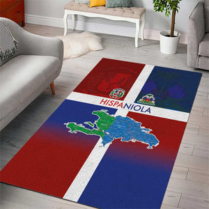 Hispaniola Area Rug Haiti and Dominican Republic Emblems and Flag Style
