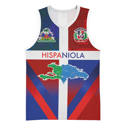 Hispaniola Basketball Jersey Haiti and Dominican Republic Emblems and Flag Style - African Pride