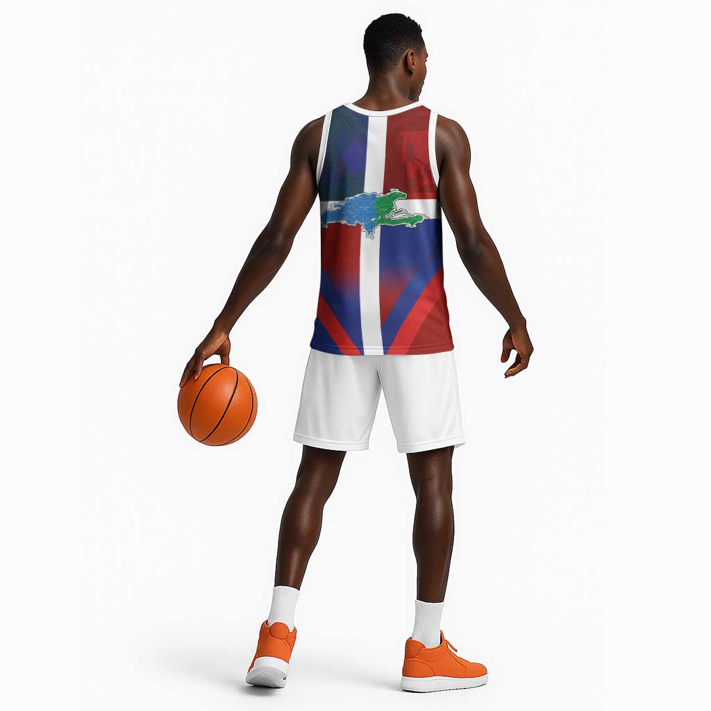 Hispaniola Basketball Jersey Haiti and Dominican Republic Emblems and Flag Style - African Pride