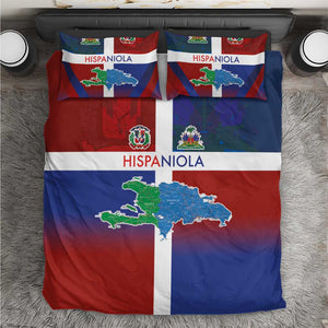 Hispaniola Bedding Set Haiti and Dominican Republic Emblems and Flag Style