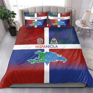 Hispaniola Bedding Set Haiti and Dominican Republic Emblems and Flag Style